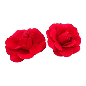 2入9cm紅色植絨玫瑰花